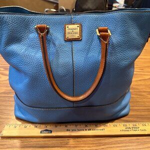 Dooney and Bourke Sky Blue Pebbled Leather Chelsea Shopper and Matching Wallet